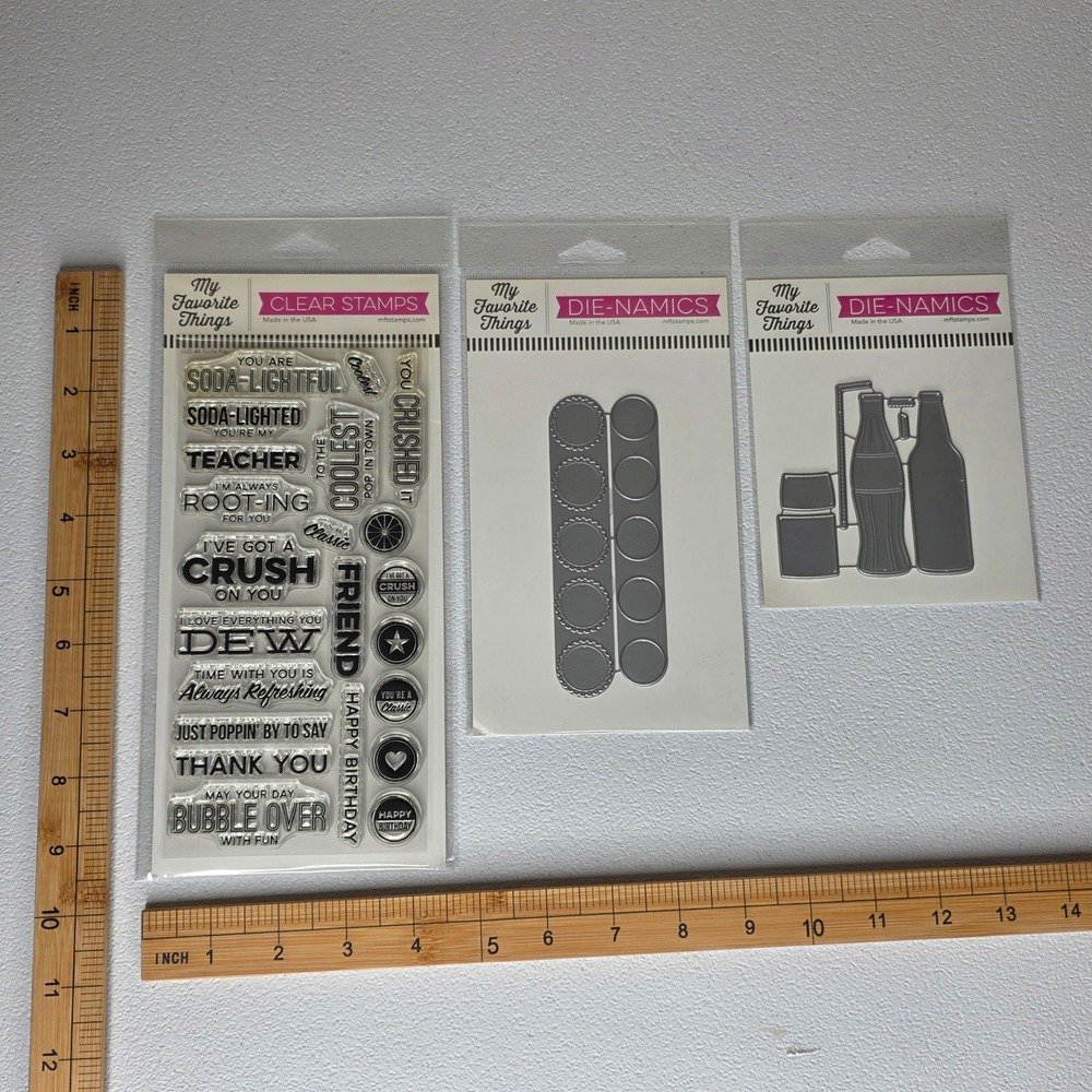 NEW My Favorite Things Stamp Die Set Soda Pop Bottles Caps LLD-46 MFT-754 Crafts - Picture 11 of 11